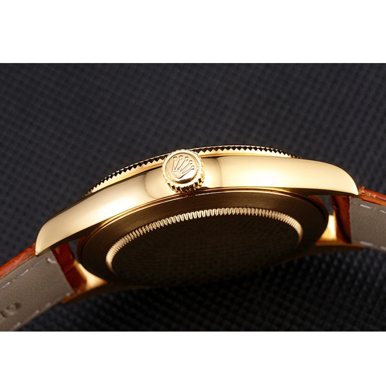 Good copy rolex watches Dial Light Leather Brown Swiss Strap Rolex Gold Gold Datejust Case 0806